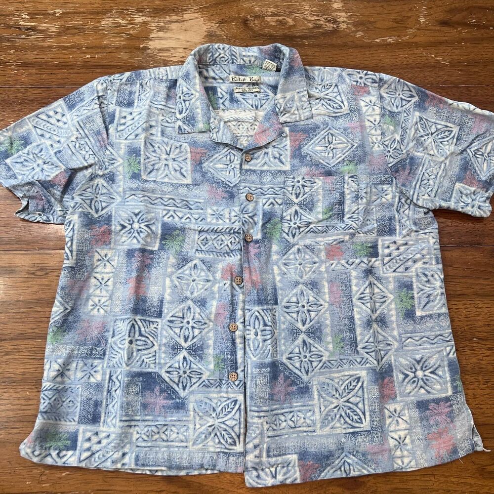 Batik Bay Men's Hawaiian Short Sleeve Silk Shirt, XL